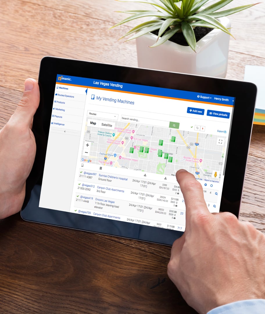 Nimanic Vending management System on a tablet